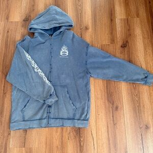 Balenciaga Blue Flame Zip-Up Hoodie Sweater